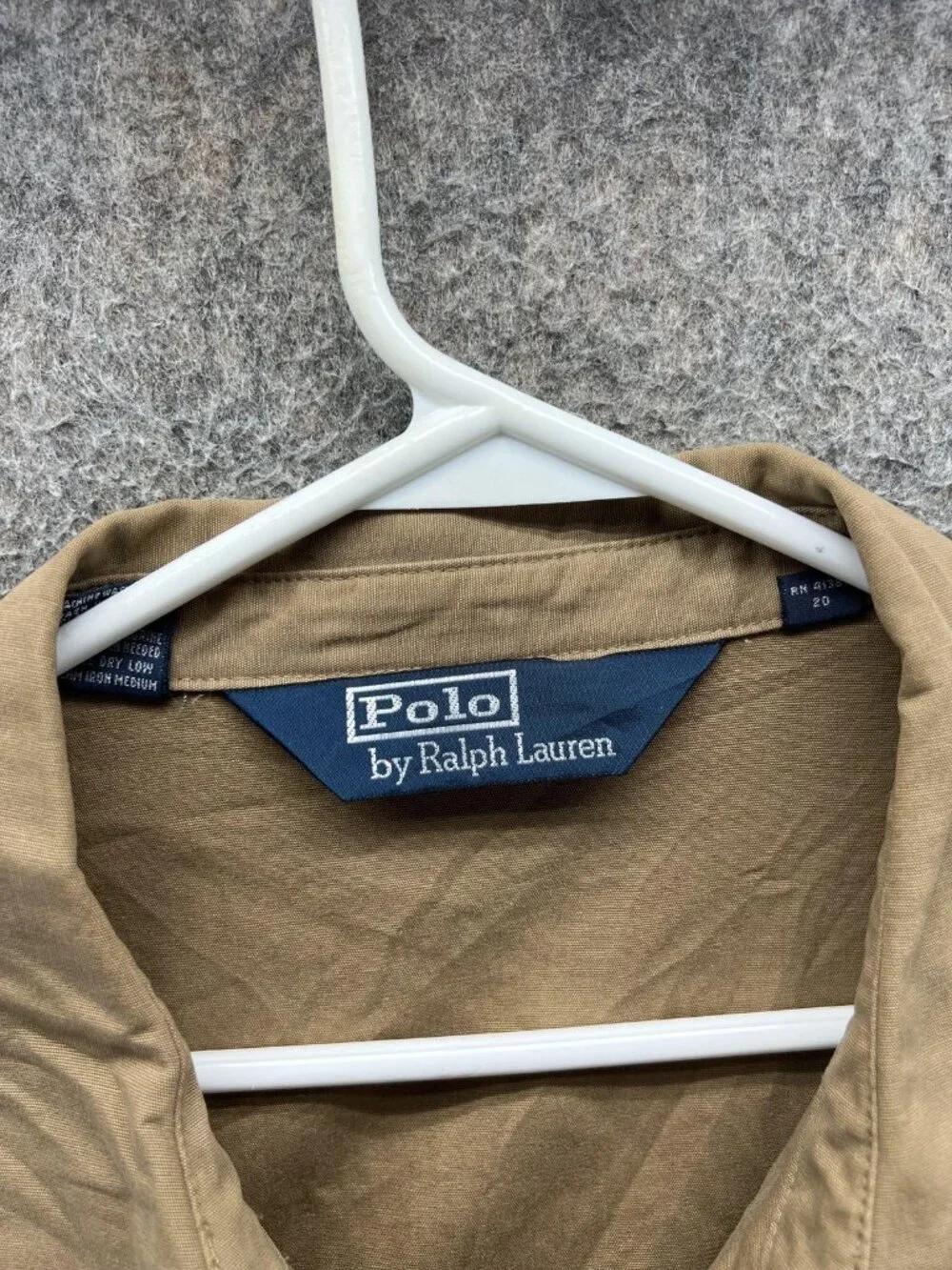 Polo Ralph Lauren Jacket Mens Large Beige Canvas Full Zip B Swing Harrington vtg